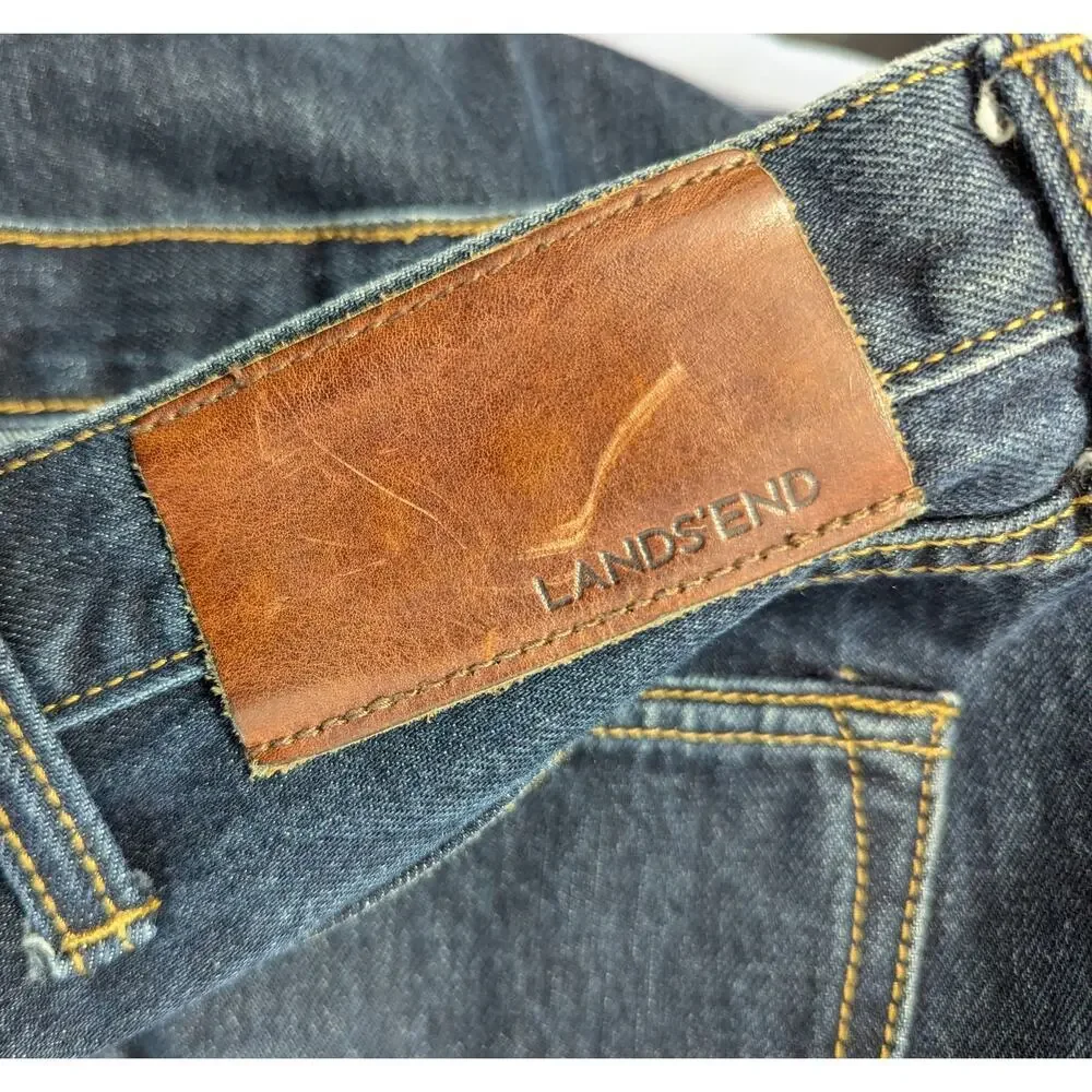 LANDS' END! CLASSIC FIT STRAIGHT LEG 5 POCKET BLUE DENIM MENS JEANS PANTS! SZ 44 - Picture 8 of 13